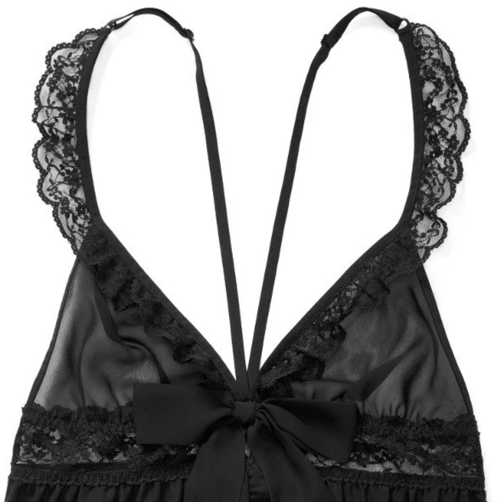 Unlined Mesh Ruffled Babydoll + Panties Women’s Underwear Lingerie